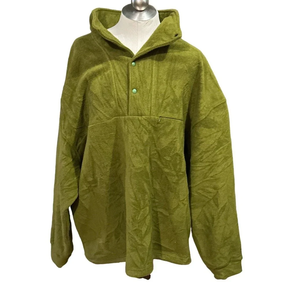 EMS Pinnacle Performance Olive Green Fleece Pullover 1/4 Snap Close Men's‎ XXL
